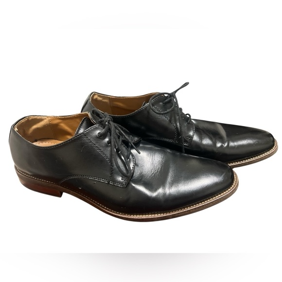 STEVE MADDEN Men Black Leather Shoes Slip On Ribbon Tie Flat Shoes size 11 - Picture 4 of 7